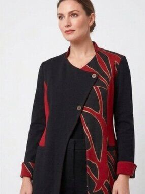 Naomi Asymmetric Abstract Colorblock Jacket Cardigan Size XL EUC